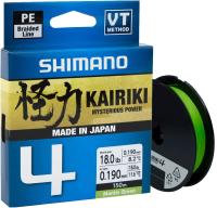 Шнур Shimano Kairiki 4 PE Mantis Green 150m 0.19mm 11.6kg