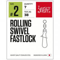 Вертлюги c застежкой Lucky John Pro Series Rolling Swivel Fastlock #12 10шт.