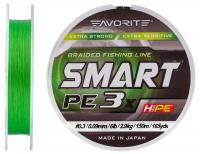 Шнур Favorite Smart PE 3X #0.3, 0.09mm, 2.9kg, Light Green, 150M