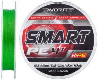 Шнур Favorite Smart PE 4X #0.3, 0.09mm, 2.3kg, Green, 150M