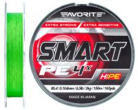Шнур Favorite Smart PE 4X #0.4, 0.104mm, 3kg, Green, 150M
