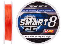 Шнур Favorite Smart PE 8X #0.8, 0.153mm, 6.8kg, Red Orange, 150M