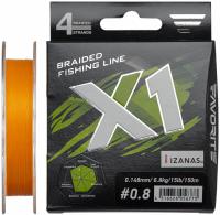 Шнур X1 PE 4x #0.8/0.148mm 15lb/6.8kg 150m (Orange)