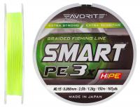 Шнур Favorite Smart PE 3X #0.15, 0.066mm, 1.2kg, Fluo Yellow, 150M
