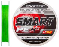 Шнур Favorite Smart PE 4X #1.5, 0.209mm, 7.8kg, Green, 150M