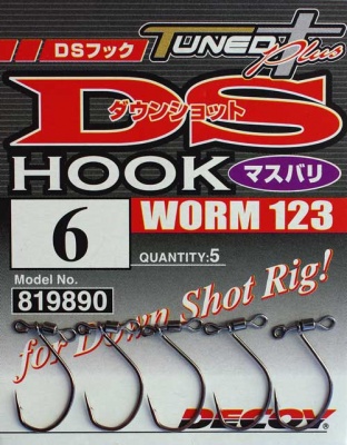 Одинарный крючок Decoy Worm 123 DS Hook Masubari #4