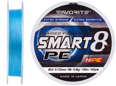 Шнур Favorite Smart PE 8X #0.6, 0.132mm, 5.4kg, Sky Blue, 150M