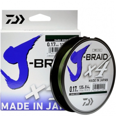 Шнур Daiwa J-Braid X4 #1.0 5.9kg Dark Green 135m