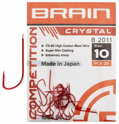 Одинарный крючок Brain Crystal B2011 #10 (20 шт/уп) ц:red