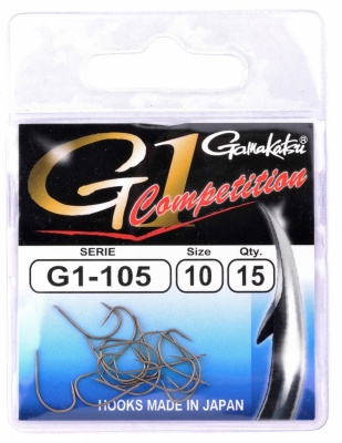 Одинарный крючок Gamakatsu G-1 Competition G1-105 #12 (15 шт/уп) ц:nickel
