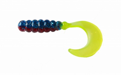 Силикон Big Bite Baits Fat Grub 2'' Blue Sparkle/RedSparkle/Chartreuse 10 шт.