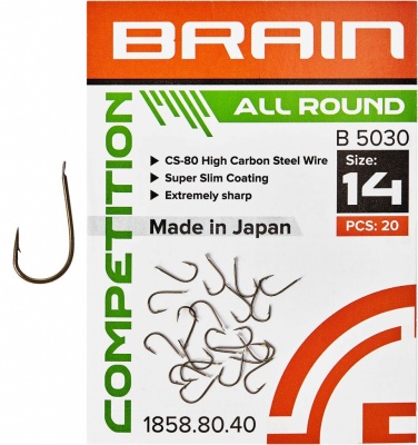 Одинарный крючок Brain All Round B5030 #14 (20 шт/уп) ц:bronze